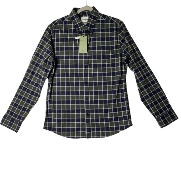 Goodfellow & Co Slim Fit Plaid Shirt Men Sz Medium Long Sleeve Mountain Spruce - Picture 1 of 10